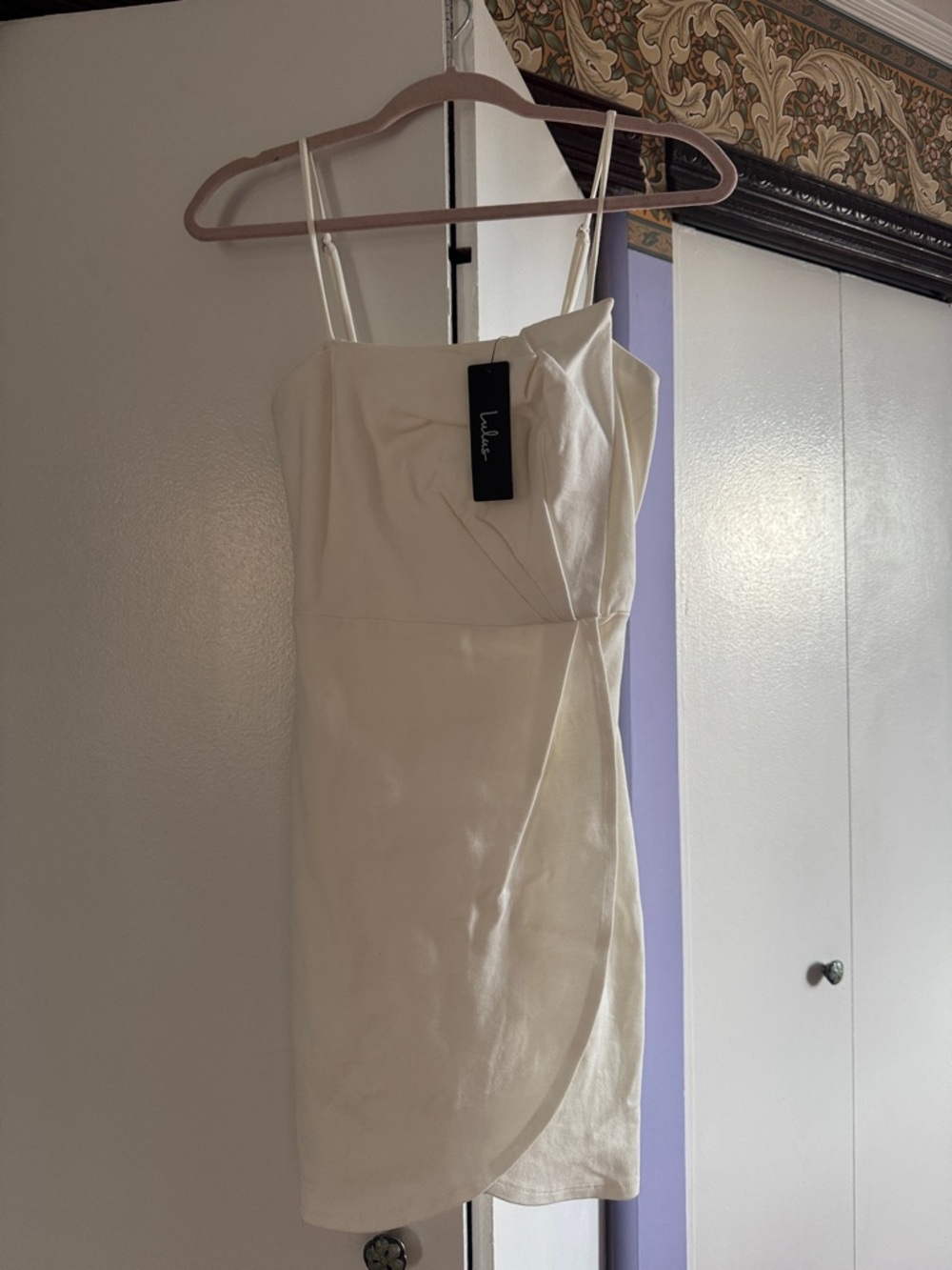 Lulu's Cream Sleeveless Mini Dress with Wrap Front